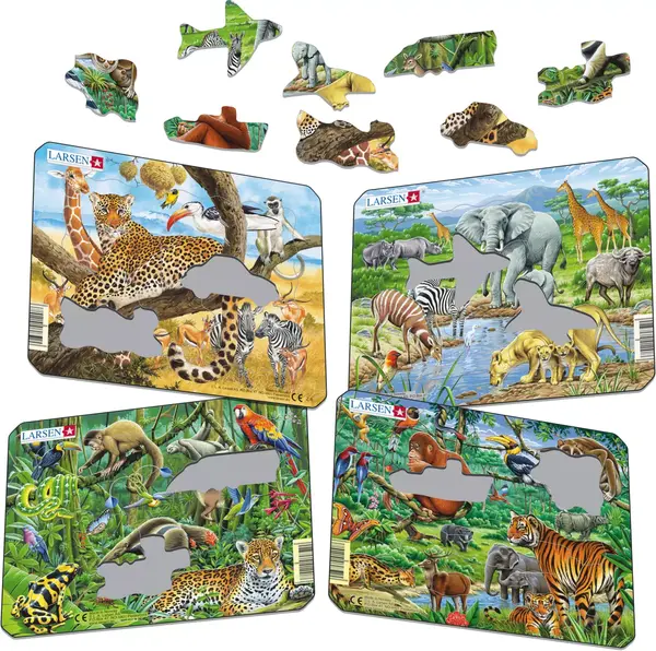 Set 4 puzzle - Animale Exotice, 11 piese | Larsen, Larsen