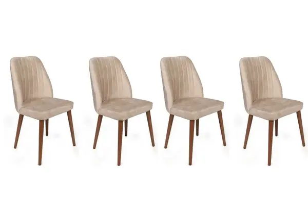 Set 4 scaune ALFA, crem + nuc, 50x49x90 cm