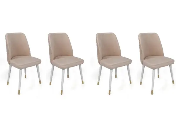 Set 4 scaune HUGO, crem + alb + auriu, 50x49x90 cm
