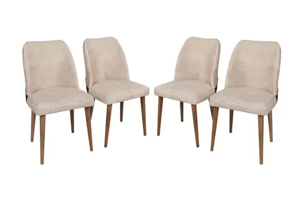 Set 4 scaune NOVA, crem + nuc, 50x49x90 cm