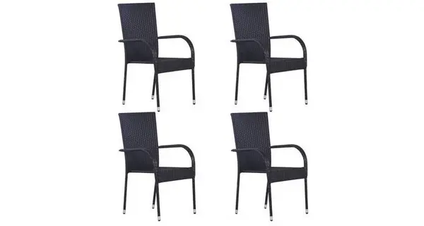 Set 4 scaune poliratan,negru
