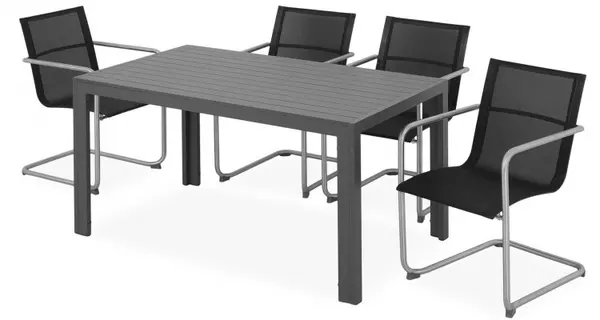 Set 4 scaune si masa HAVEN ESSEN antracit cu gri