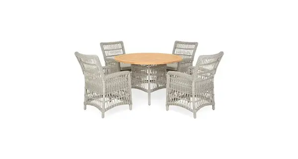 Set 4 scaune si masa rotunda MACKINAC gri cu natur gri