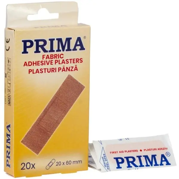 Set 4 x 20 Plasturi Medicali din Panza Elastica, 20 mm x 60 mm, Culoarea Pielii, Prima
