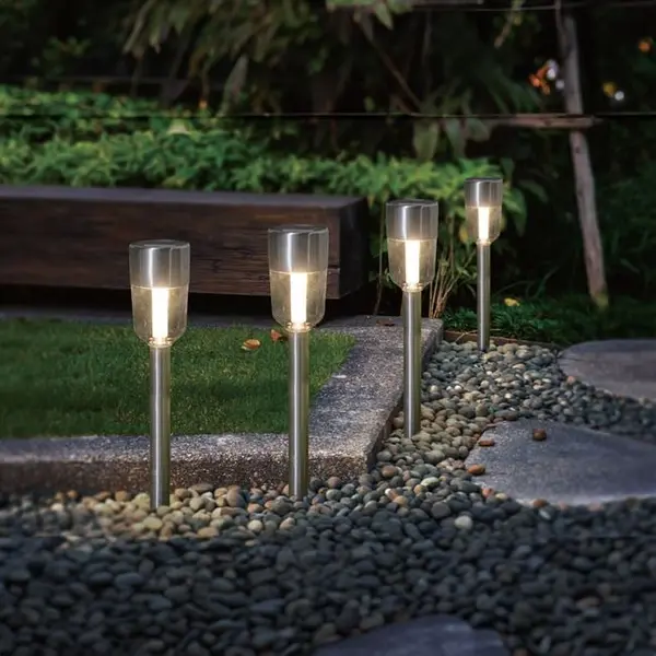 Set 4 x Lampa solara, Argintiu, 34.8 cm