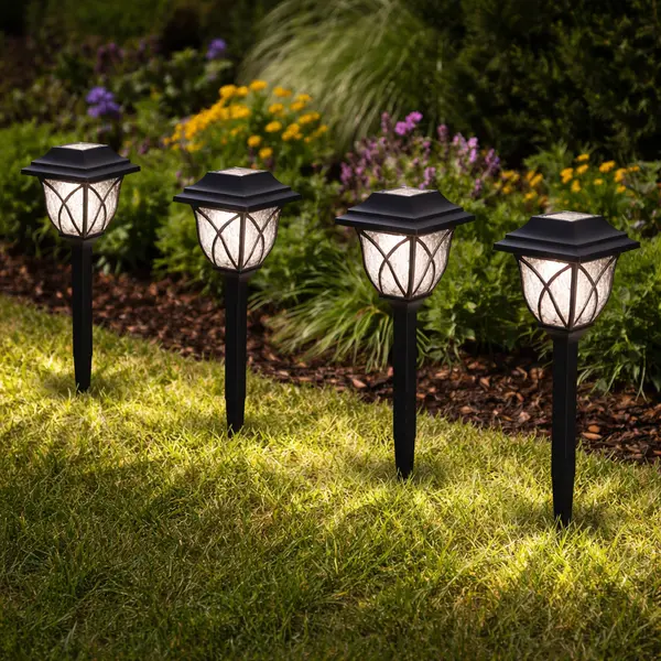 Set 4 x lampa solara felinar LED 43 cm