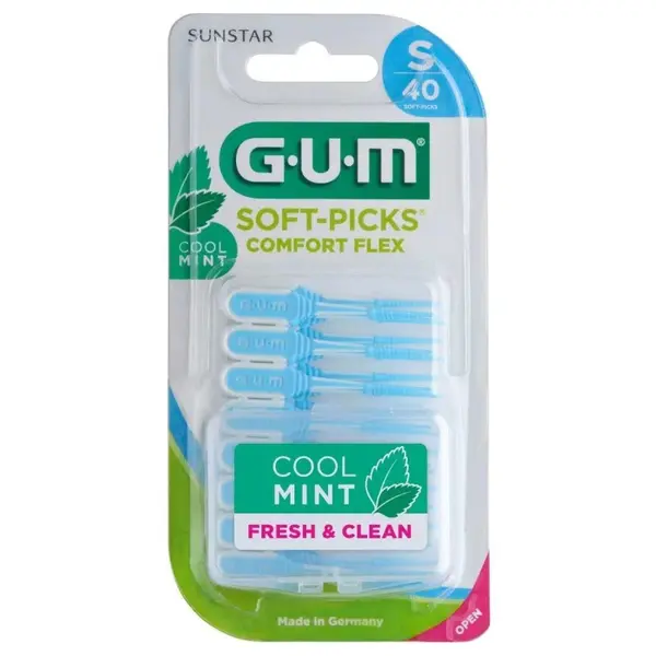 Set 40x Periute Interdentare, GUM, Soft-Picks Comfort Flex, Small, pentru Curatare in Profunzime, Aroma Menta, Peri Moi