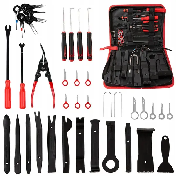 Set 43 piese demontare interior auto, NewEvo, Cu Husa Depozitare, Robust si durabil, Depozitare usoara, Rezistent la coroziune, Pentru usi, bord,
