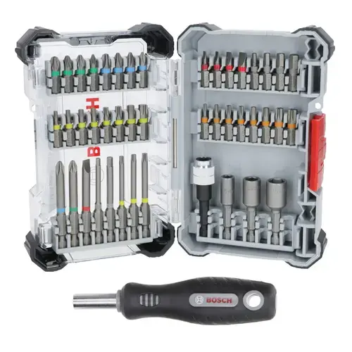 Set 44 piese de insurubare Bosch Professional Extra Hard 2607017732, biti, chei tubulare, maner surubelnita