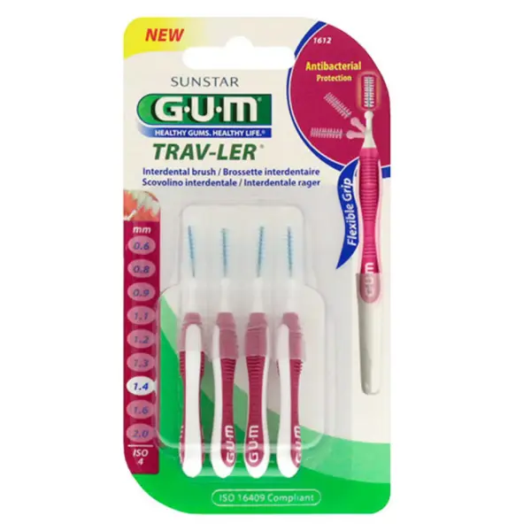 Set 4x Periute Interdentare, GUM, Trav-Ler, pentru Curatare in Profunzime, Tratate cu Clorhexidina, 0.8 mm