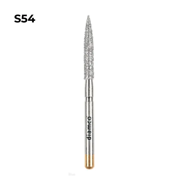 Set 5+1 Freze diamantate cu varf tip flacara lunga aliaj rodium-platina - S54