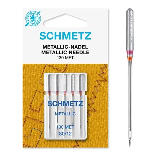 Set 5 ace de brodat, ata metalica, finete 80, Schmetz 130/705 H-MET VCS