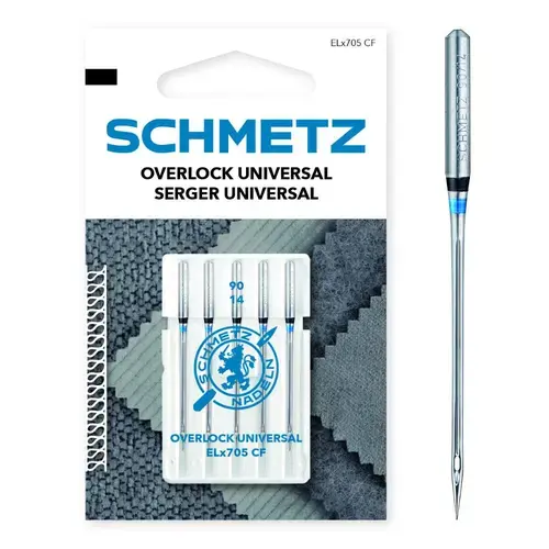 Set 5 ace de surfilat, finete 90, Schmetz ELX705 CF VDS