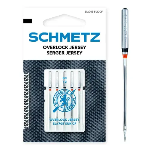 Set 5 ace de surfilat pentru tricot, finete 80, Schmetz ELX705 SUK CF VCS