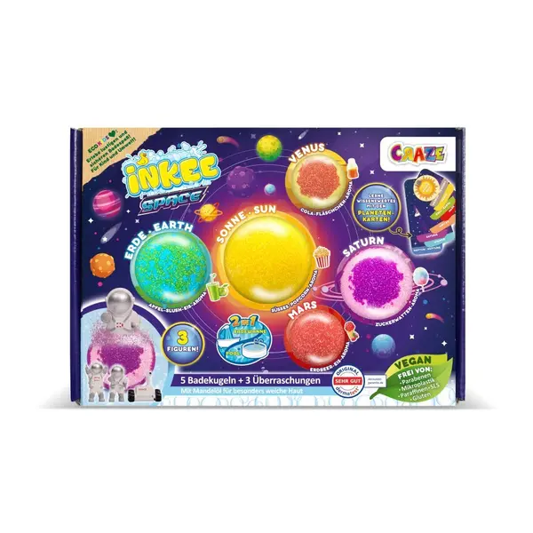 Set 5 bile de baie Inkee Sistemul Solar si 3 surprize Craze