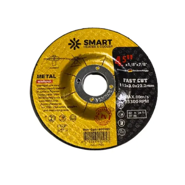 SET 5 BUC - Disc Taiere Inox si Metal T42, 115mm x 3.0mm x 22.23mm &ndash; disc cu centru deprimat