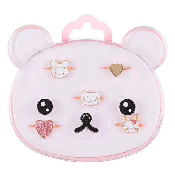 Set 5 inele pentru fetite si cutie depozitare ursulet