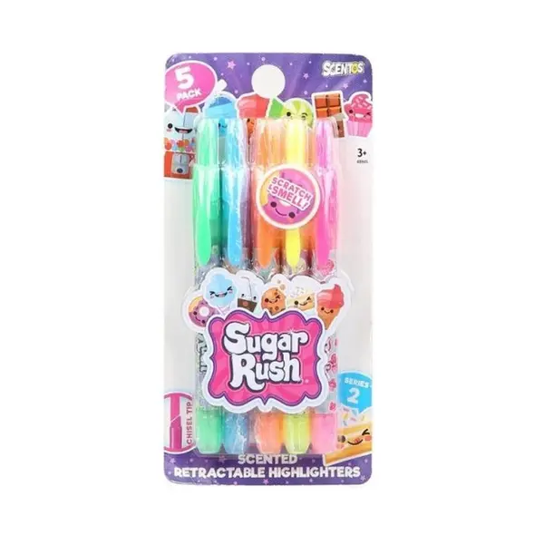 Set 5 markere highlighters parfumate Scentos