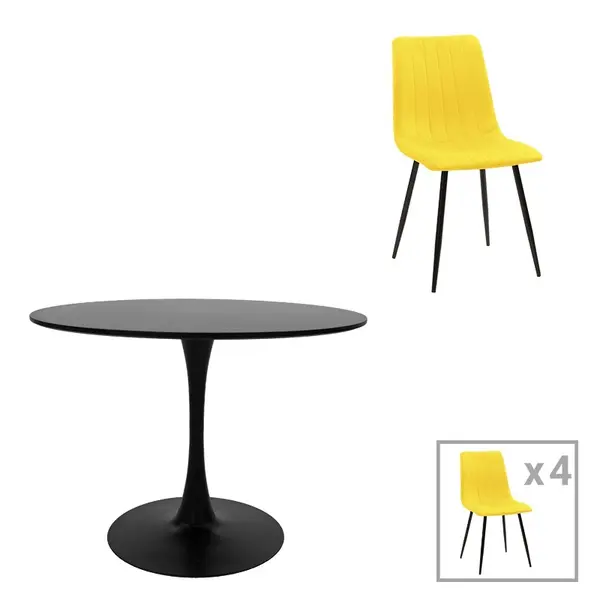 Set 5 masa si scaune Balou-Noor Galben 120x120x86 cm