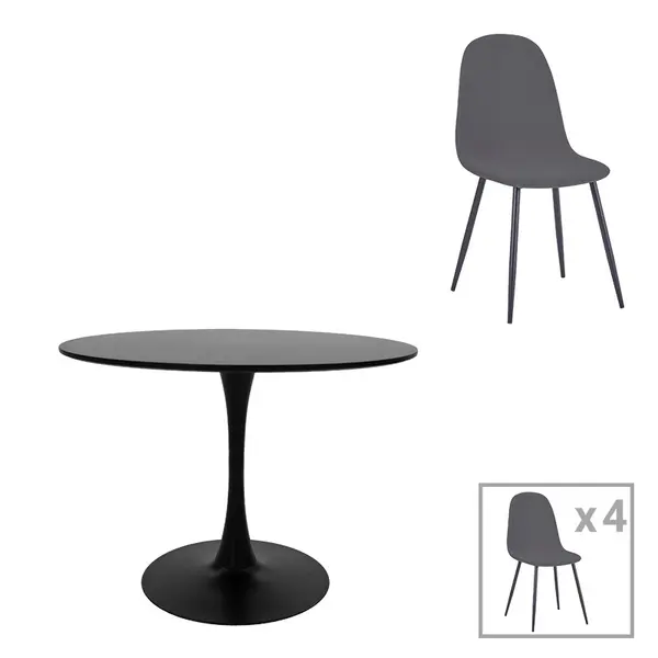 Set 5 masa si scaune Bella-Balou Antracit 120x120x88 cm