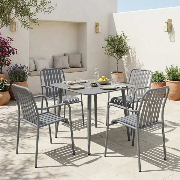 Set 5 masa si scaune gradina, Heven Vista, Antracit, 80x80x72 cm