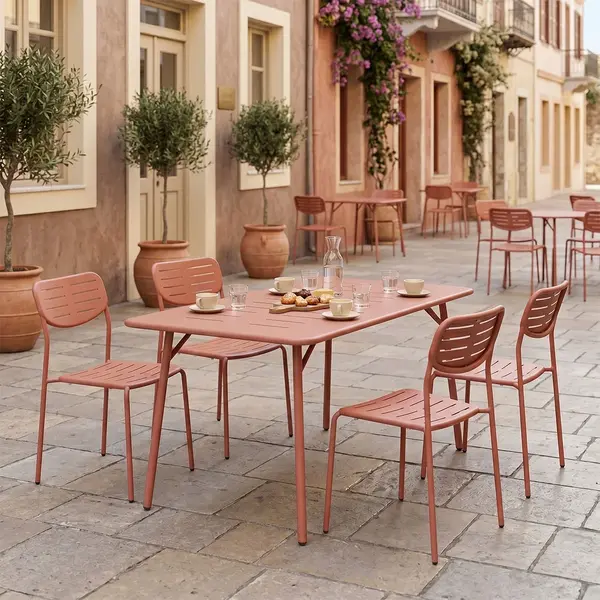 Set 5 masa si scaune gradina, Moraja Deraby, Terracotta, 80x140x72 cm