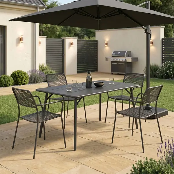 Set 5 masa si scaune gradina, Moraja Federal, Negru, 80x140x72 cm