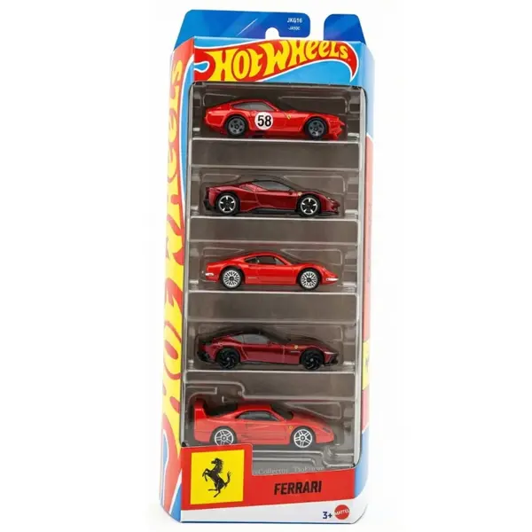 Set 5 masinute Hot Wheels, Ferrari, JKG16