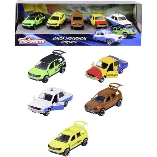 Set 5 masinute Majorette - Dacia Historical Giftpack, scara 1:64