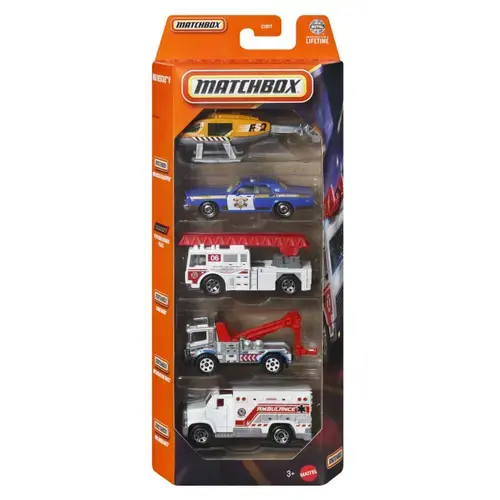 Set 5 masinute Matchbox - MBX Rescue V2, scara 1:64