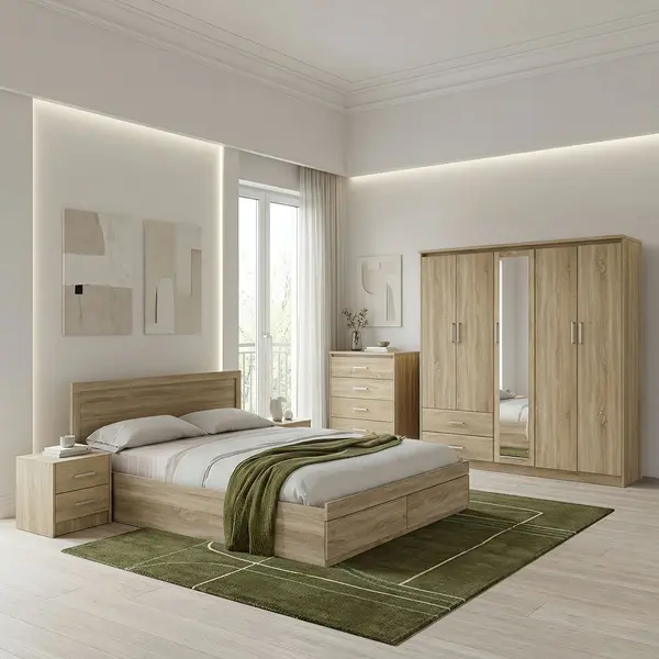 Set 5 mobilier dormitor, Olympus, Stejar, 197.6x99x96 cm