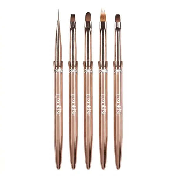 Set 5 Pensule Manichiura Nail Art & Constructie Unghii LUXORISE, Rose Gold