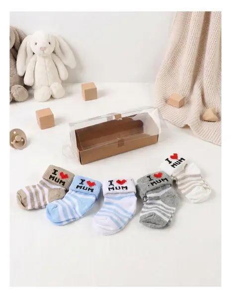 Set 5 perechi sosete I Love Mum, colors