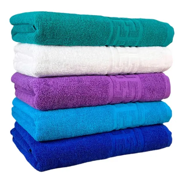 Set 5 Prosoape Baie, Bumbac 100%, Verde Alb Mov Bleu