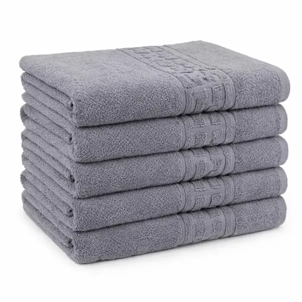 Set 5 prosoape mari 70x130cm, din 100% bumbac pakistanez, 400g, Line, Gri