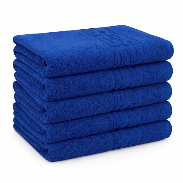 Set 5 prosoape mari 70x130cm, din 100% bumbac pakistanez, 500g, Albastru