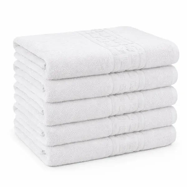 Set 5 prosoape mari 70x130cm, din 100% bumbac pakistanez, 500g, Alb