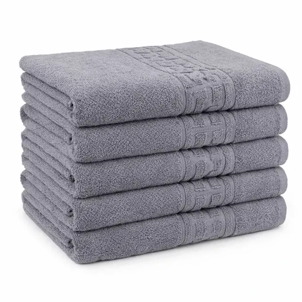 Set 5 prosoape mari 70x130cm, din 100% bumbac pakistanez, 500g, Gri