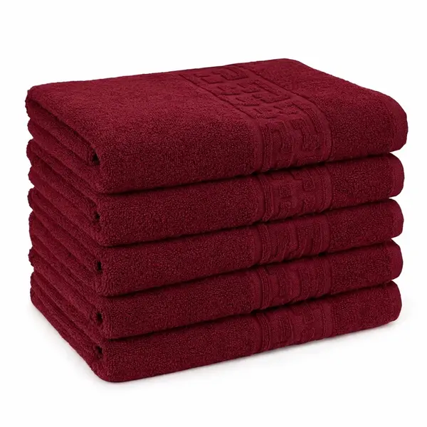 Set 5 prosoape mari 70x130cm, din 100% bumbac pakistanez, 500g, Visiniu