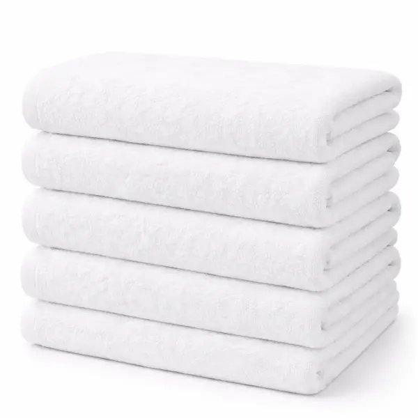 Set 5 prosoape mari 70x140cm, din 100% bumbac pakistanez, 600g, Premium Hotel Collection, Alb