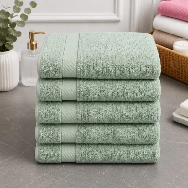 Set 5 prosoape mari, Ashley Mills, 50x85cm, din 70% bumbac pakistanez, 390g, Menta