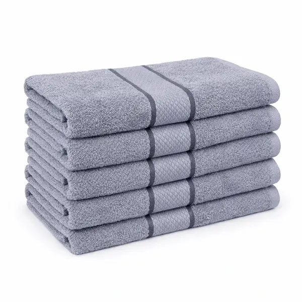 Set 5 prosoape medii 50x90cm, din 100% bumbac pakistanez, 400g, Line, Gri