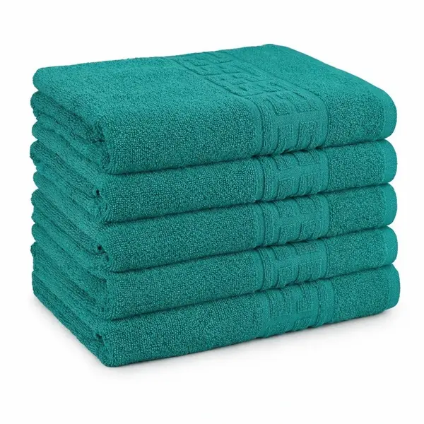 Set 5 prosoape medii 50x90cm, din 100% bumbac pakistanez, 400g, Turquoise
