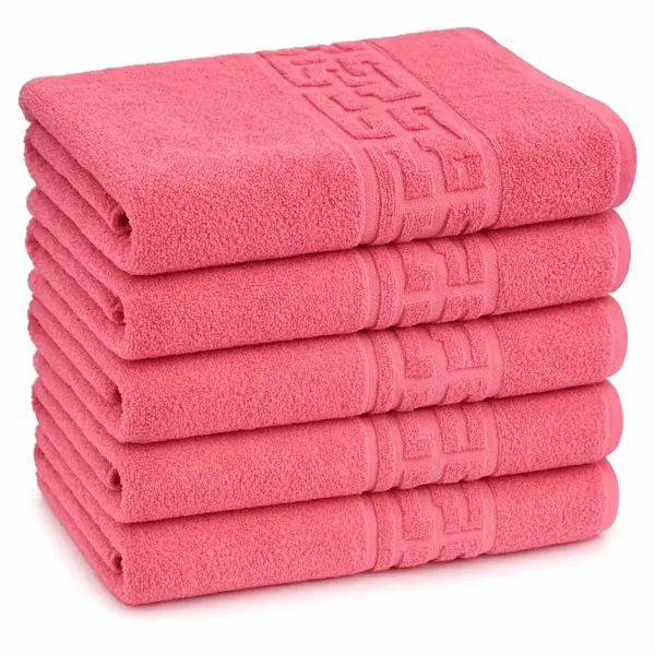 Set 5 prosoape medii 50x90cm, din 100% bumbac pakistanez, 500g, Corai