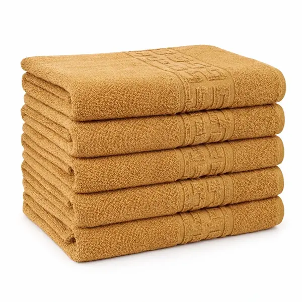 Set 5 prosoape medii 50x90cm, din 100% bumbac pakistanez, 500g, Mustar