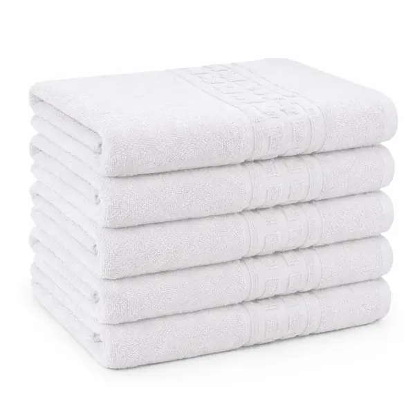Set 5 prosoape medii 50x90cm, din 100% bumbac pakistanez, 500g, Alb