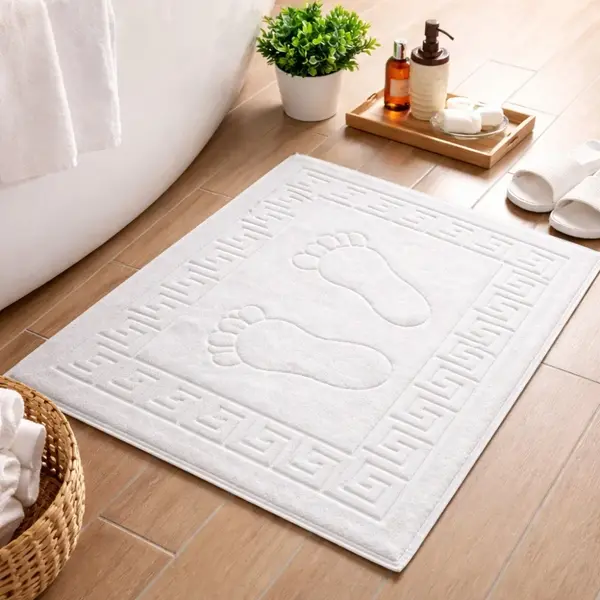 Set 5 prosoape tip Covor 50x 70cm, din 100% bumbac pakistanez, 720g, Piciorus, Alb