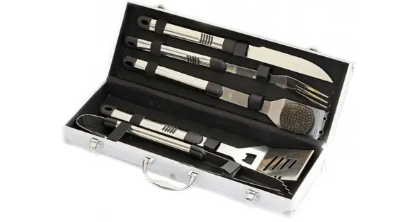 Set 5 ustensile din inox pentru gratar cutie din aluminiu Activa 16100