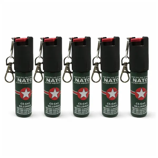 Set 5 x Mini Spray Paralizant NATO, DEPOX , tip breloc, propulsie jet, 20 ml