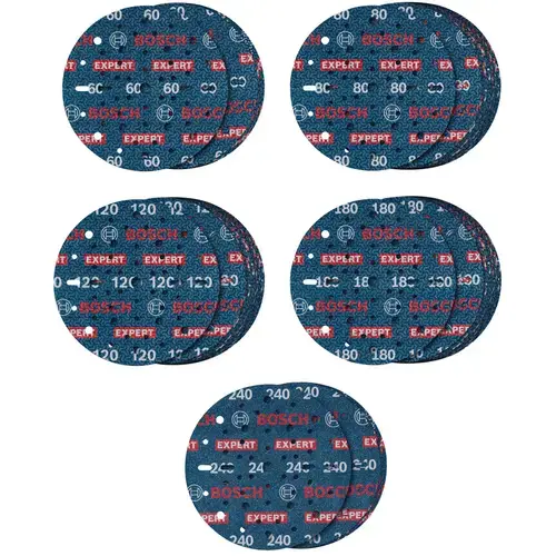 Set 55 discuri abrazive Bosch Expert O780,150 mm diametru disc, 60/80/120/180/240 granulatie